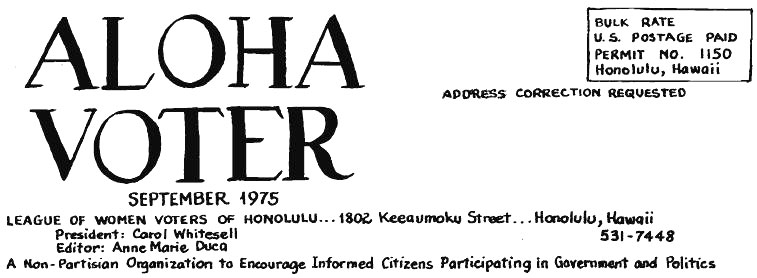 Aloha Voter - September 1975: September Calendar