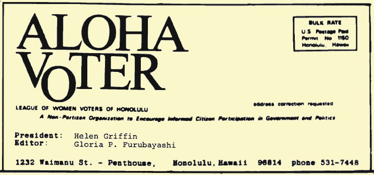 Aloha Voter - August, 1977: Calendar 1977-78